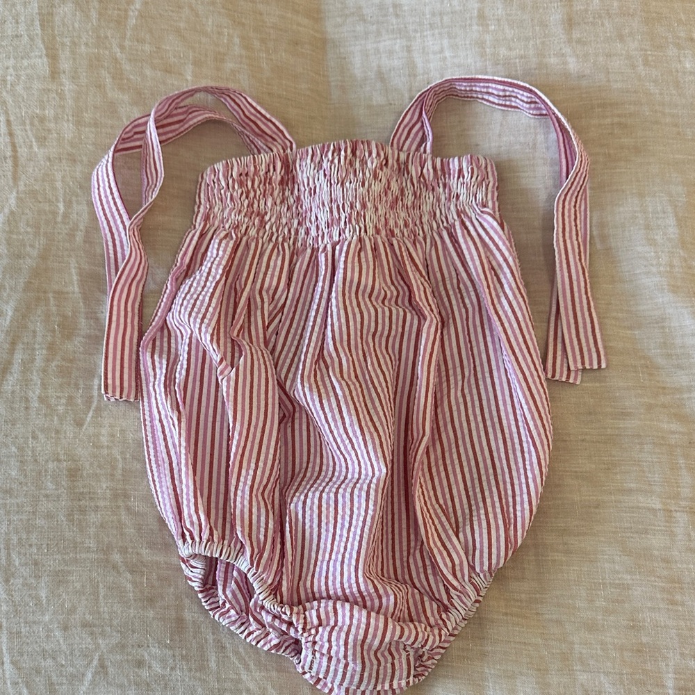 Pink Striped One Piece Bubble Romper
